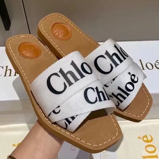 Chloe Beige Flat Slip On Sandal