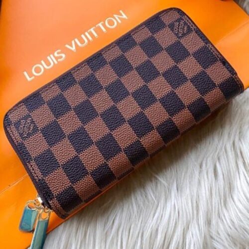 Louis Vuitton Check Coffee Double Zipper Wallet