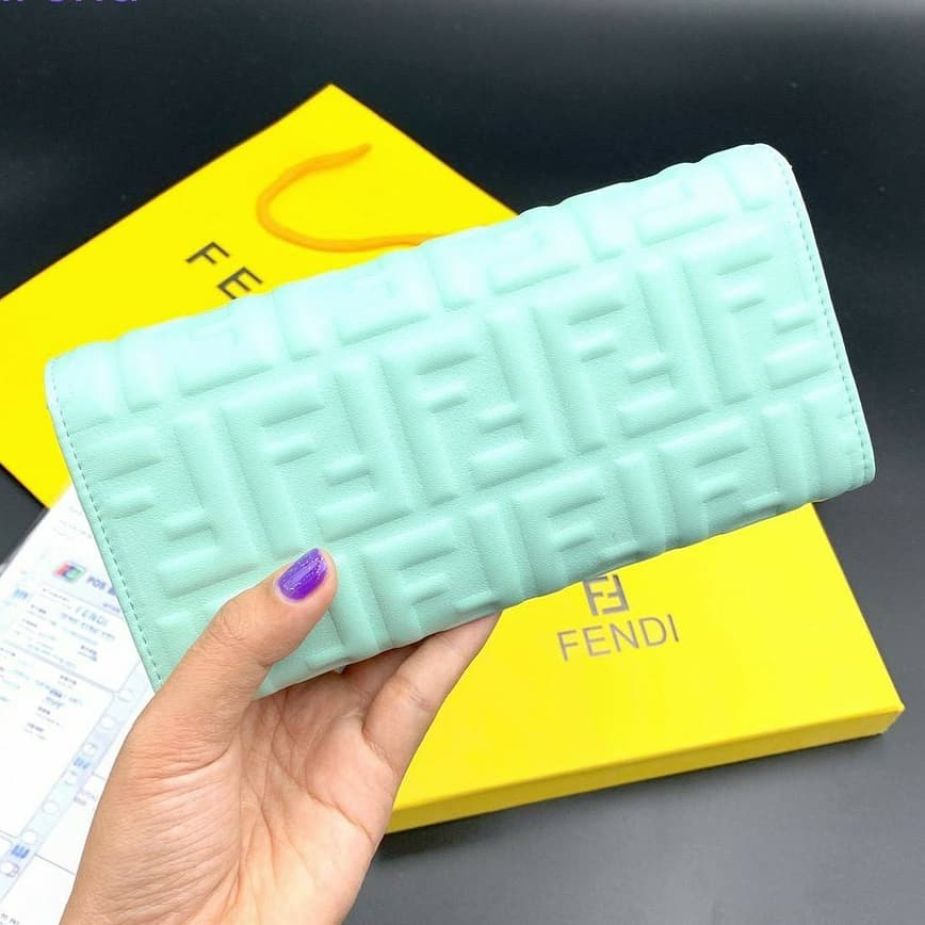Fendi Baguette Premium Quality Pastel Green Continental Wallet