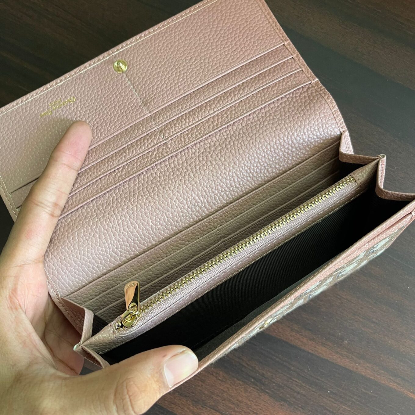 Dior CD Leather Embroidery Pink Premium Wallet