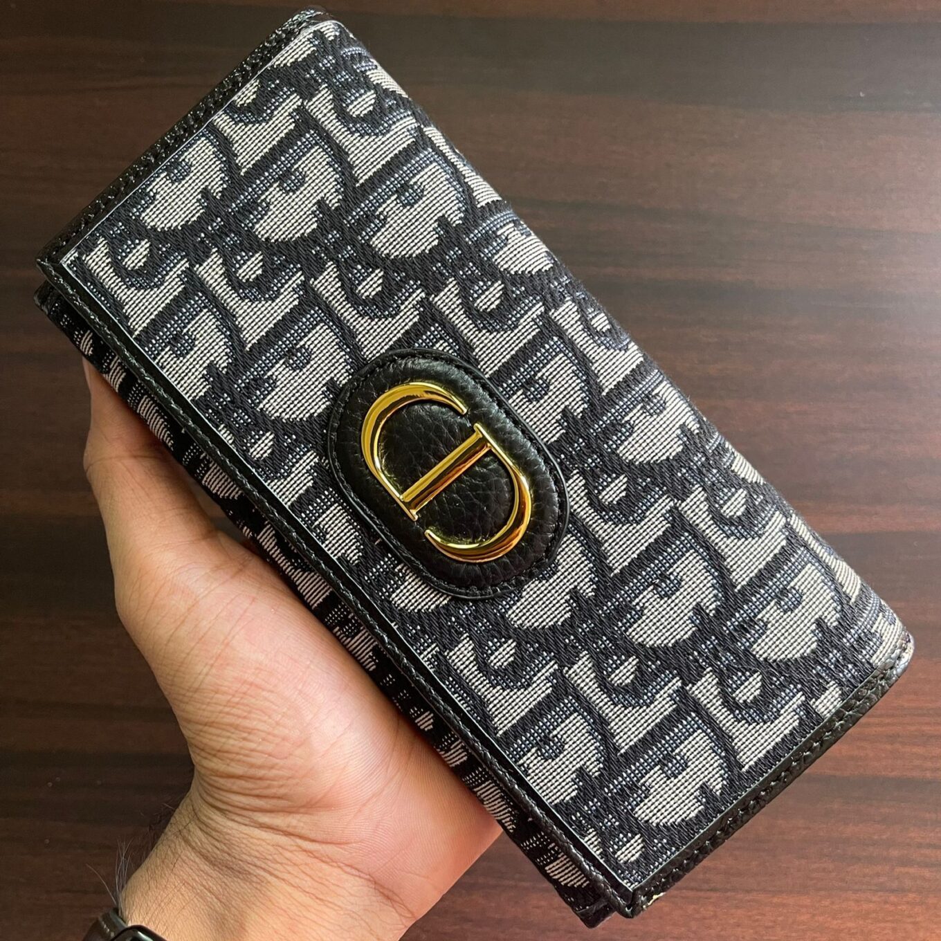 Dior CD Leather Embroidery Black Premium Wallet