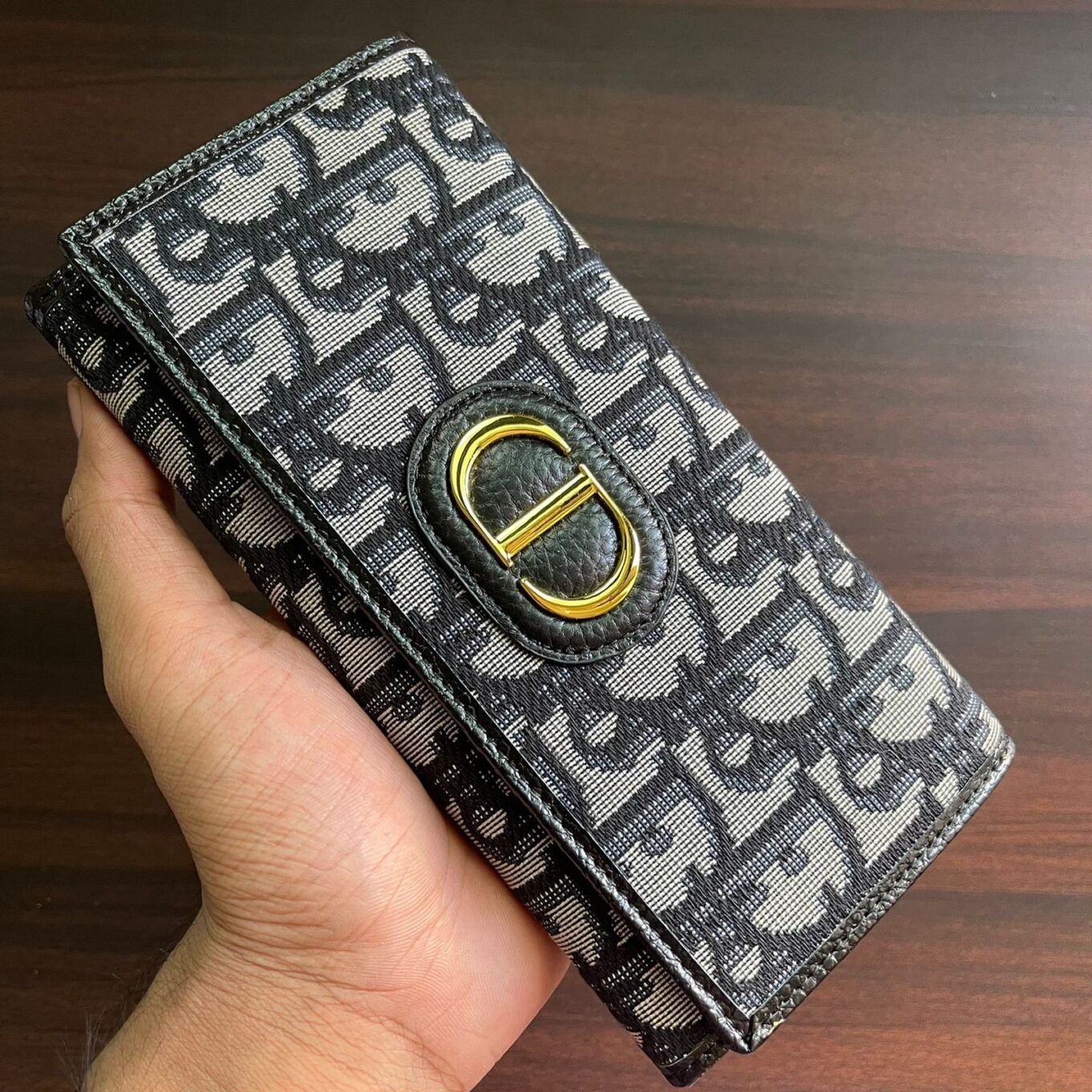 Dior CD Leather Embroidery Black Premium Wallet