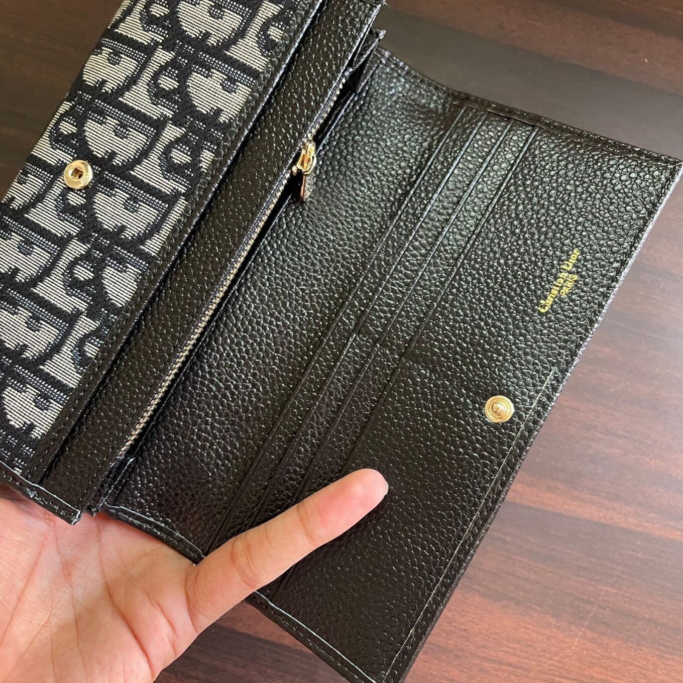 Dior CD Leather Embroidery Black Premium Wallet