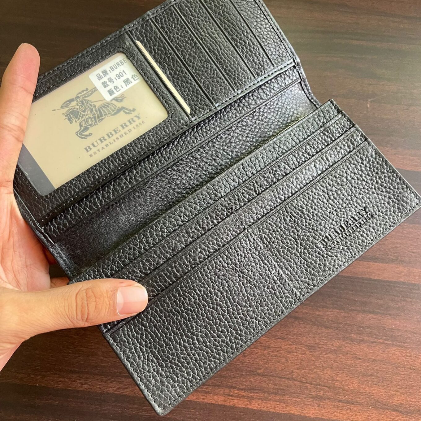 Burberry Embossed Leather Unisex Long Wallet