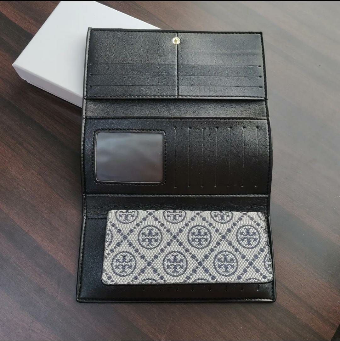 Tory Burch Jacquard Blue Three Fold Wallet