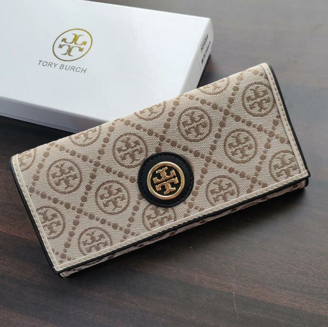 Tory Burch Jacquard Apricot Three Fold Wallet