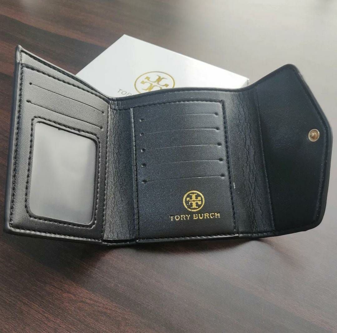 Tory Burch T Monogram Jacquard Three Fold Blue Small Wallet