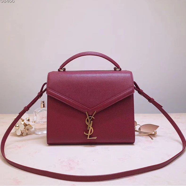Buy Ysl Cassandra Top Handle Medium Maroon Hand Bag Online