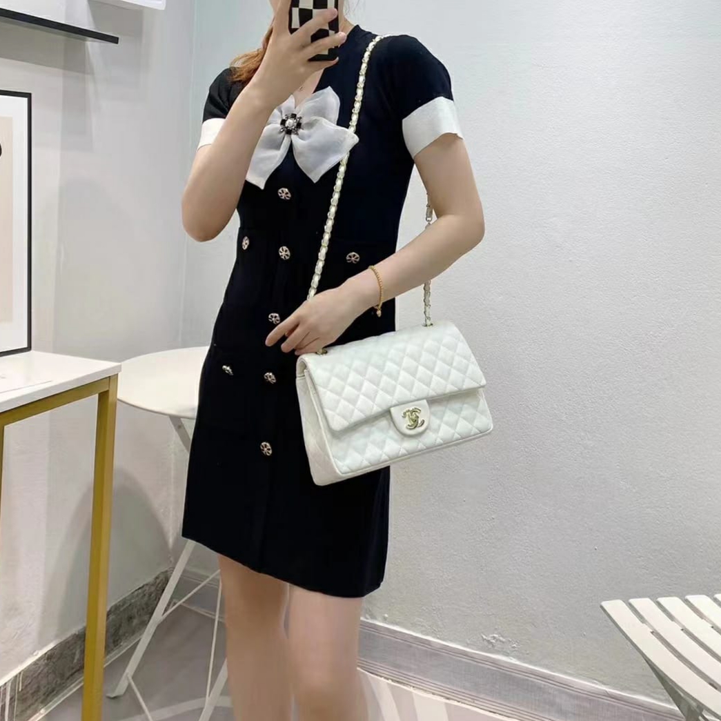 Chanel Jumbo White Colour Sling Bag (With Box)