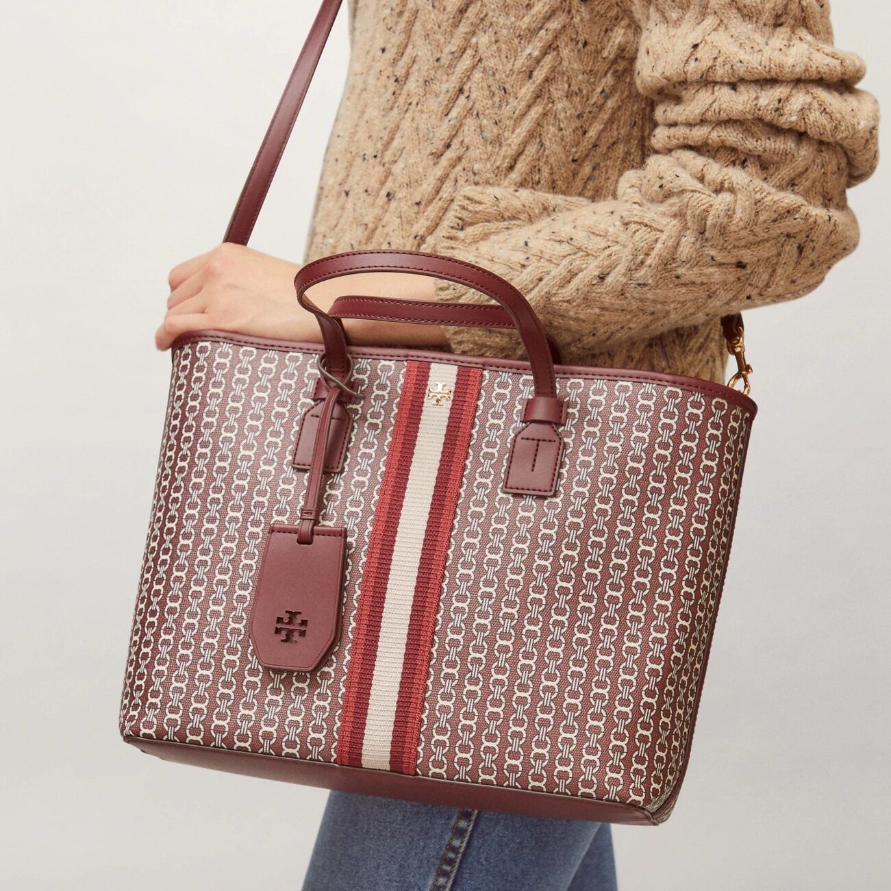 gemini-link-canvas-small-tote-al-e1607547777399-c374df85 Tory Burch Gemini Wine Red Tote Bag