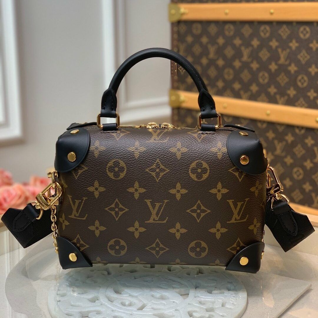 Louis Vuitton Coffee Black Petite Malle Souple Bag (With Box)