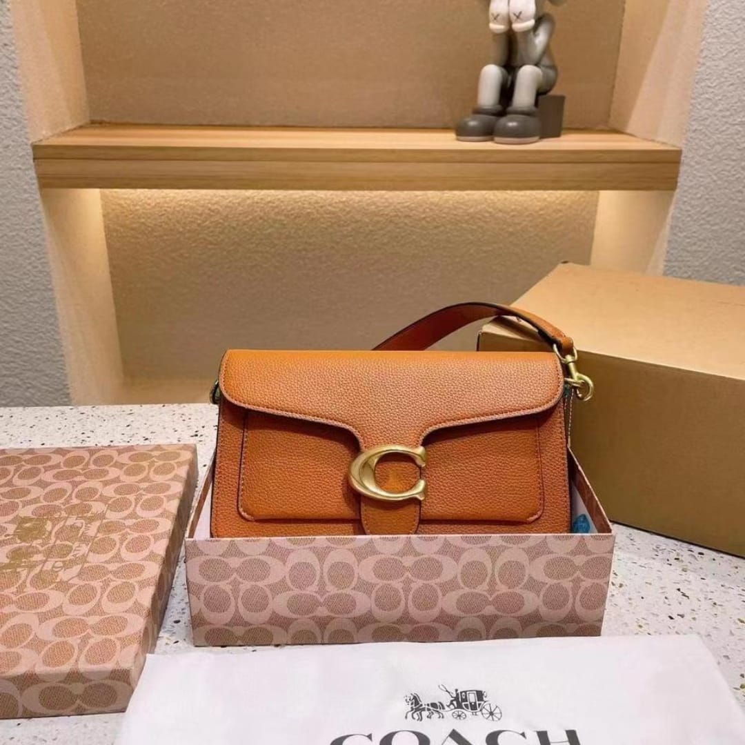 Coach Plaque Tan Shoulder Bag (With Box)
