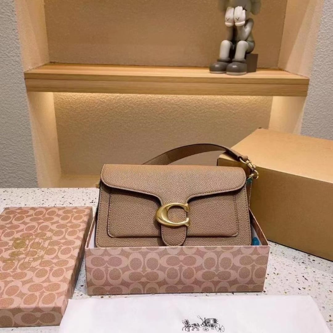 Coach Plaque Khaki Shoulder Bag (With Box)