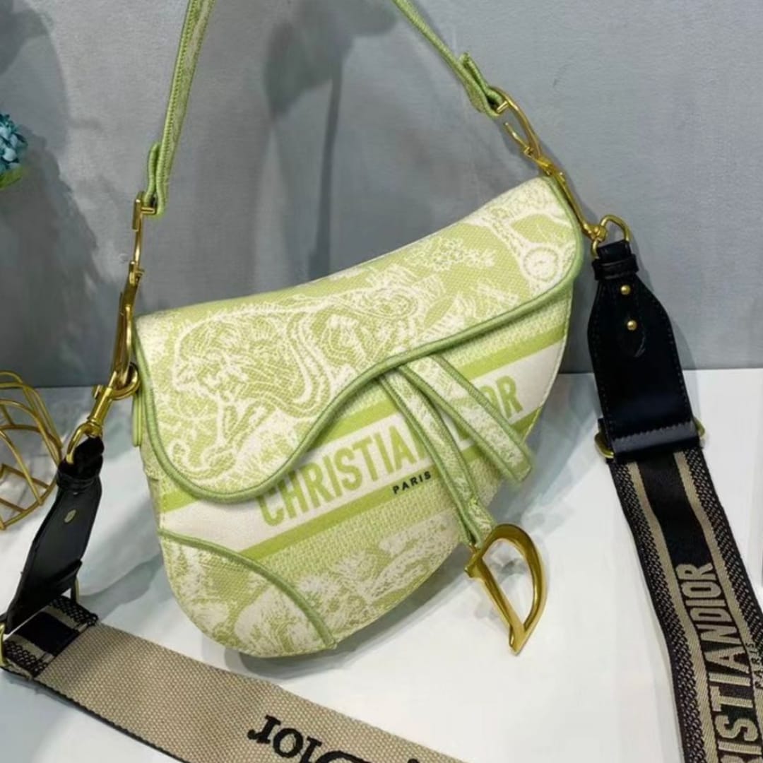 Dior Neon Tiger Canvas Saddle Bag