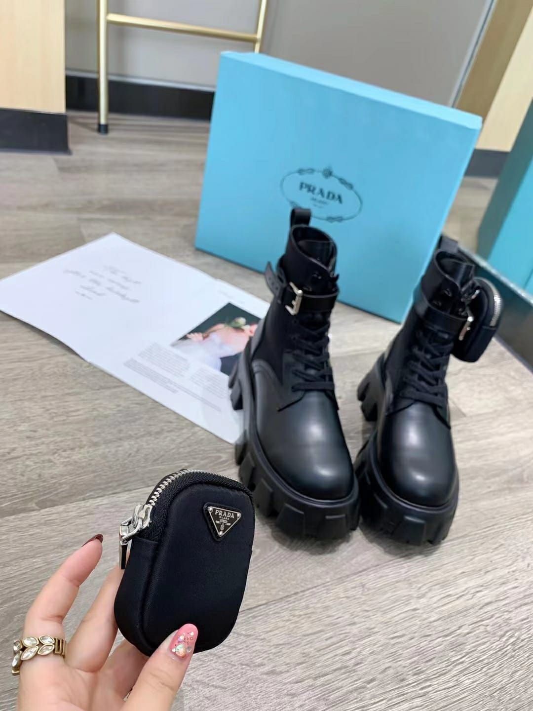 Prada Monilith Lace Up Boot