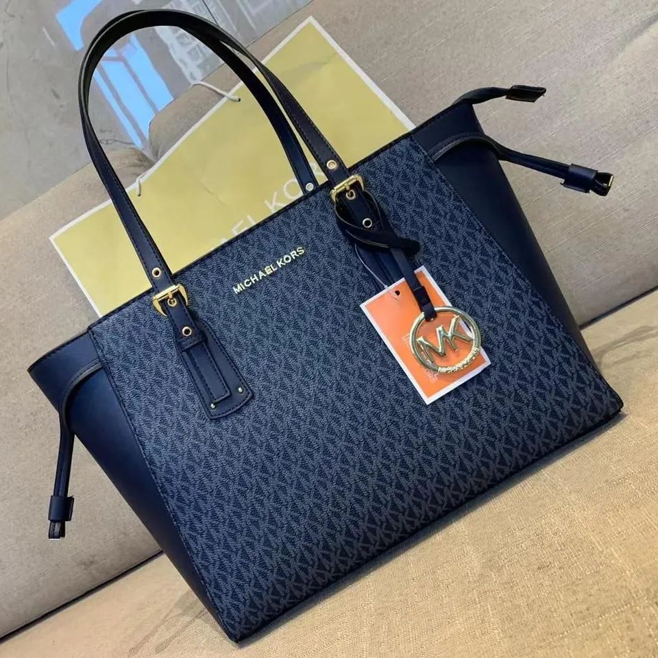 Michael Kors Blue Monogram Voyager Tote Bag
