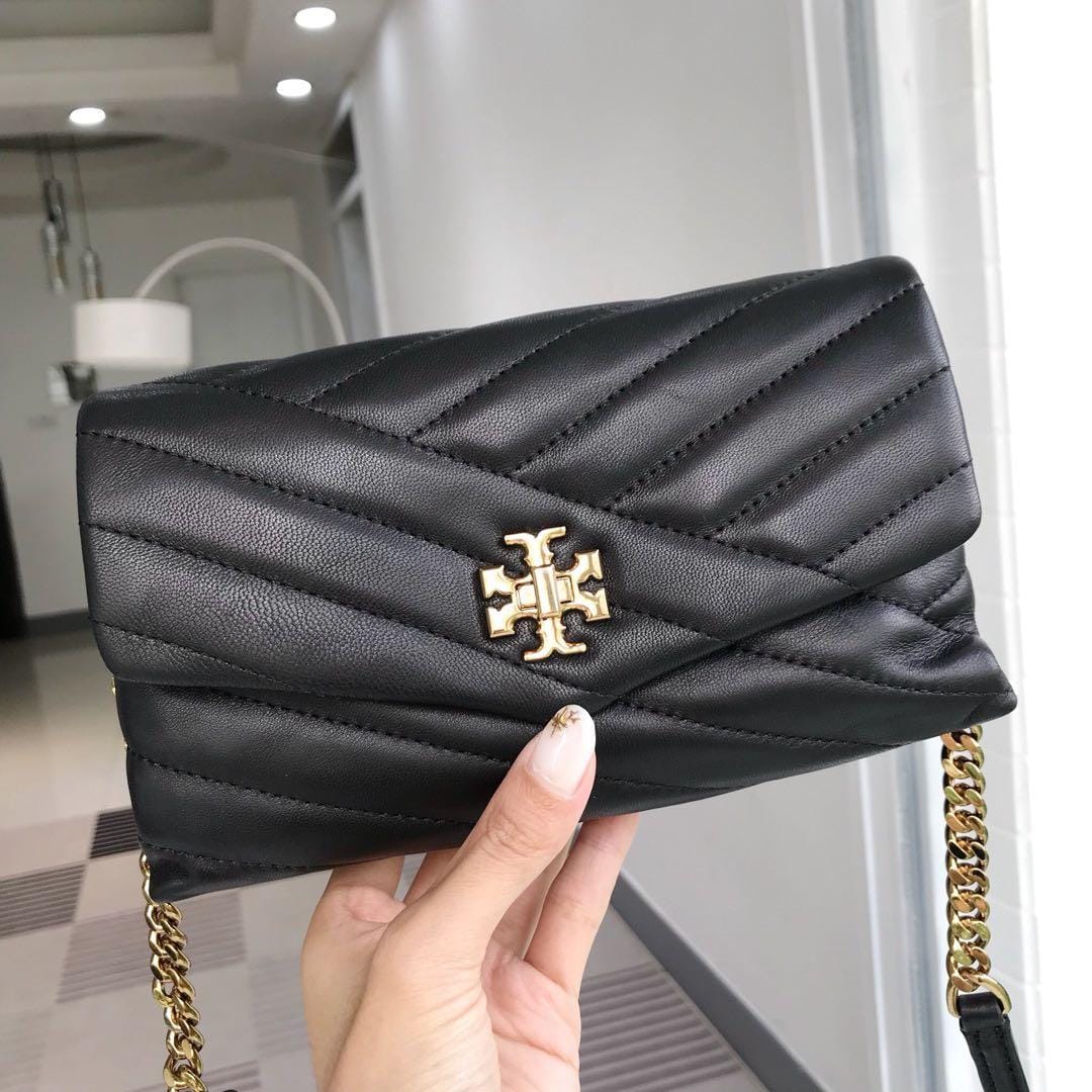 Tory Burch Kira Chevron Black Shoulder Bag (With Box)
