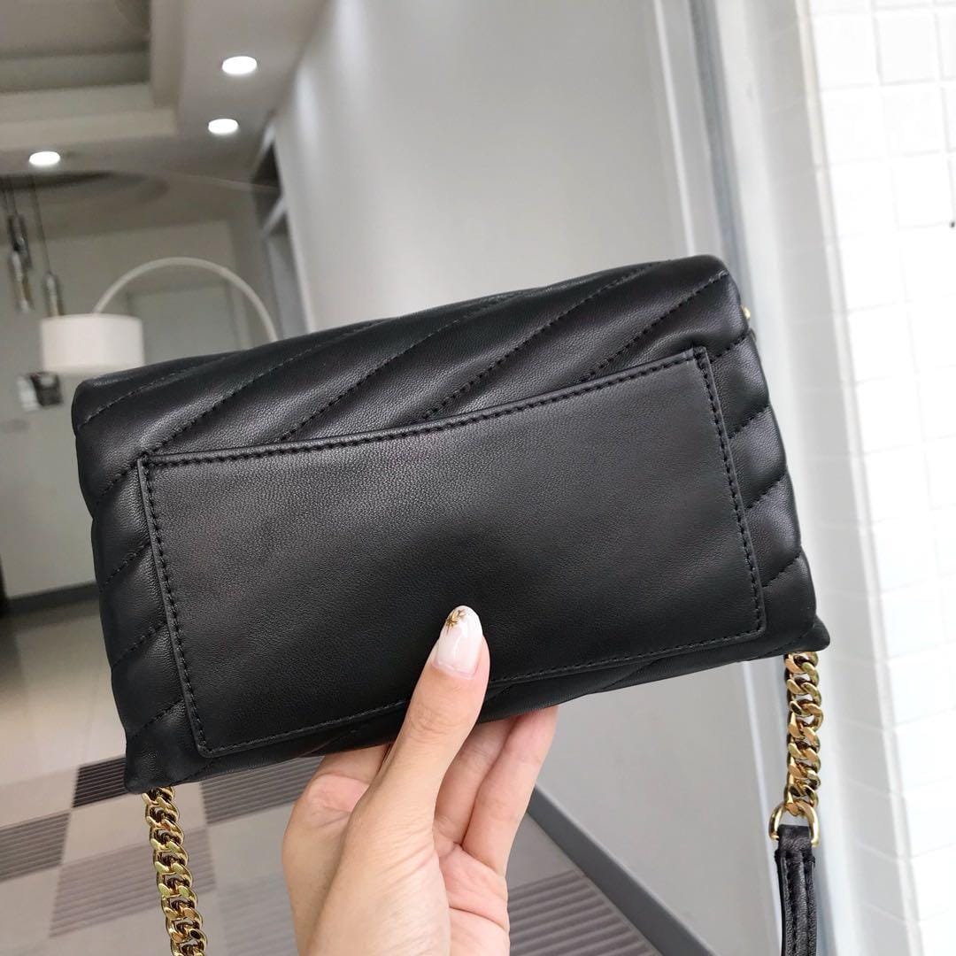 Tory Burch Kira Chevron Black Shoulder Bag (With Box)