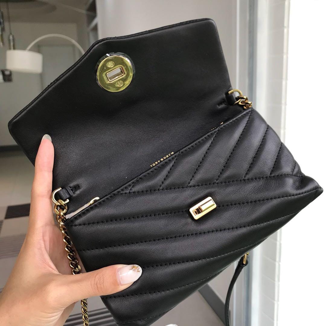 Tory Burch Kira Chevron Black Shoulder Bag (With Box)