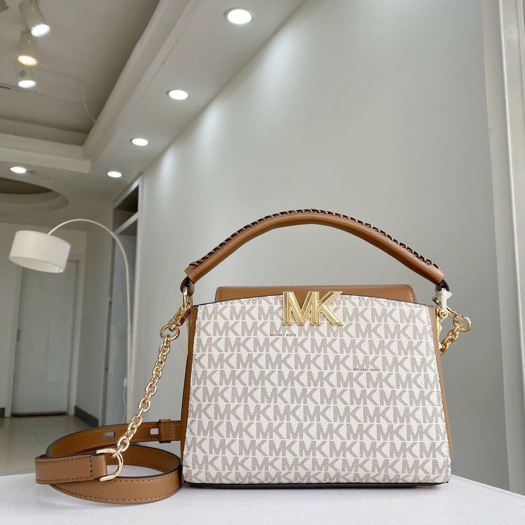 Michael Kors Karlie White Brown Crossbody Bag (With Box)