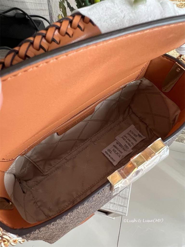 Michael Kors Karlie White Brown Crossbody Bag (With Box)