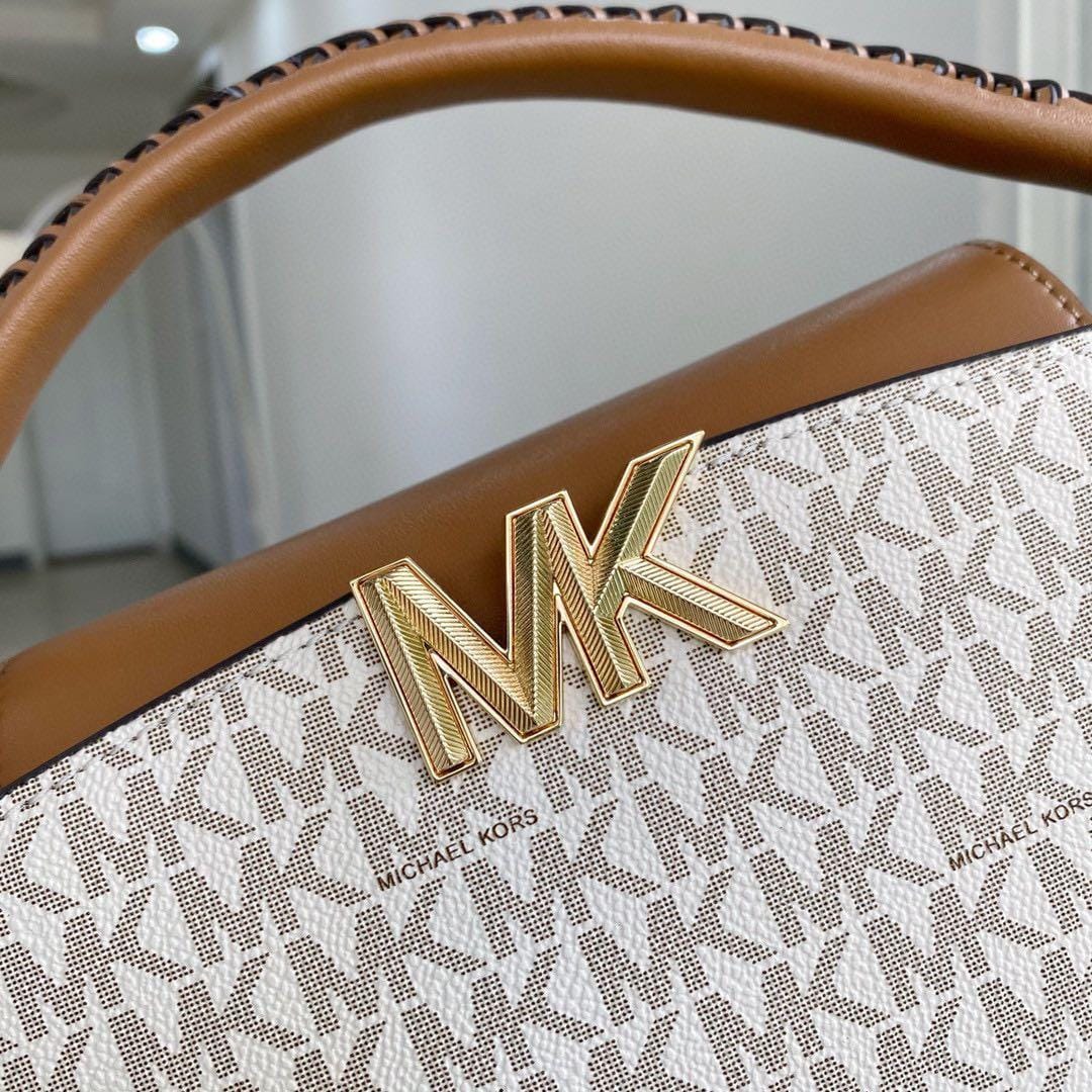 Michael Kors Karlie White Brown Crossbody Bag (With Box)