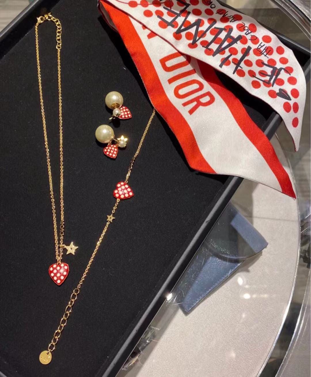 Christian Dior Red Heart Jewellery Set
