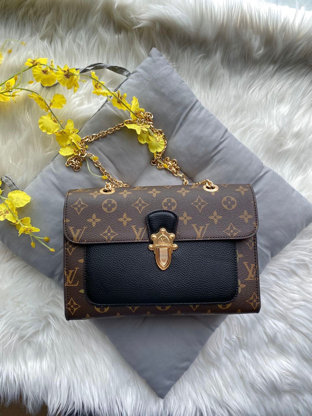 Louis Vuitton Victorie Monogram Black Hand Bag