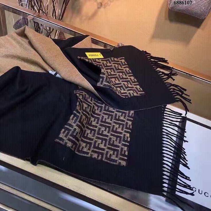 Fendi Black Brown Unisex Muffler