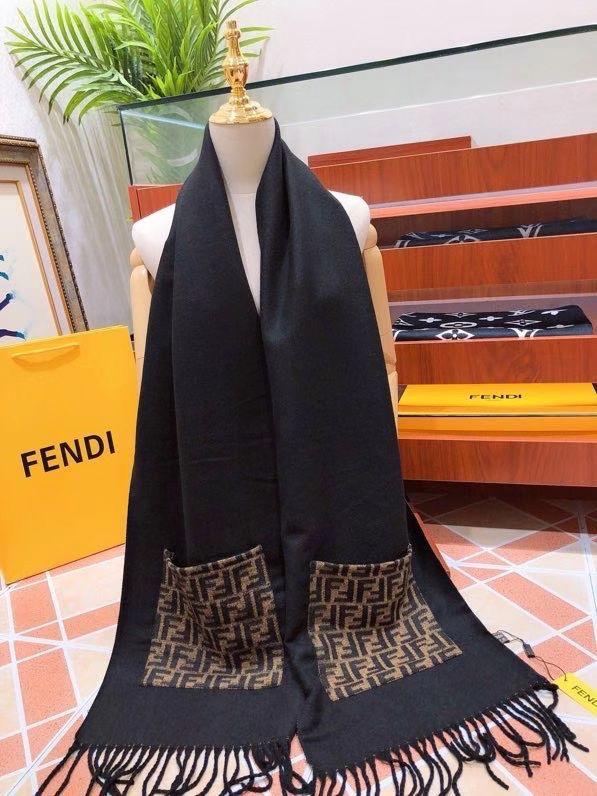 Fendi Black Brown Unisex Muffler