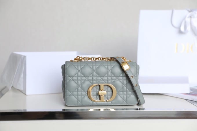 Dior Caro Light Grey Small Sling Bag (With Box)
