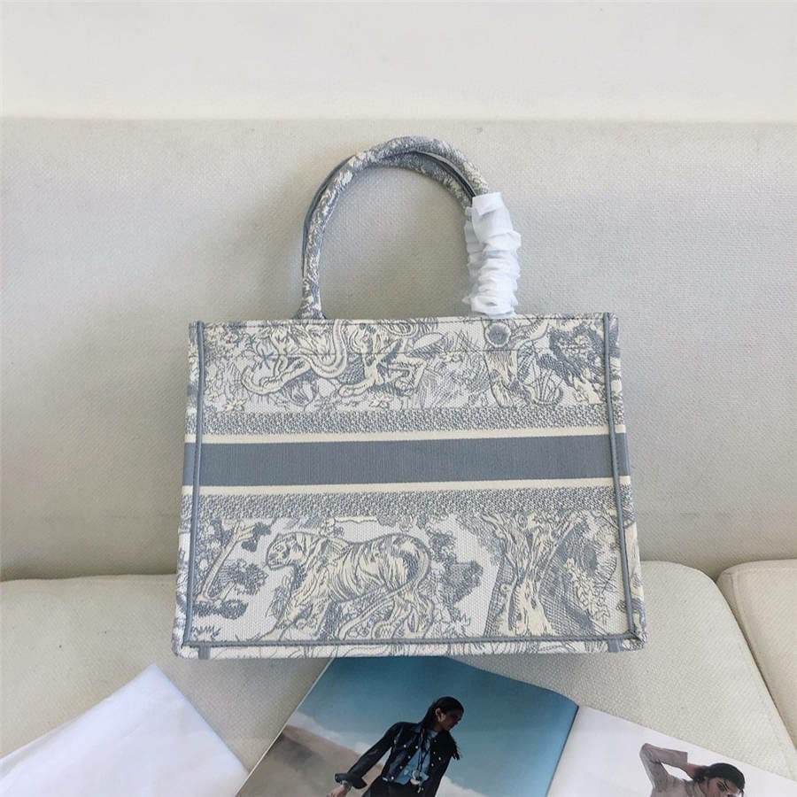 Dior Canvas Grey Tiger Tote Bag