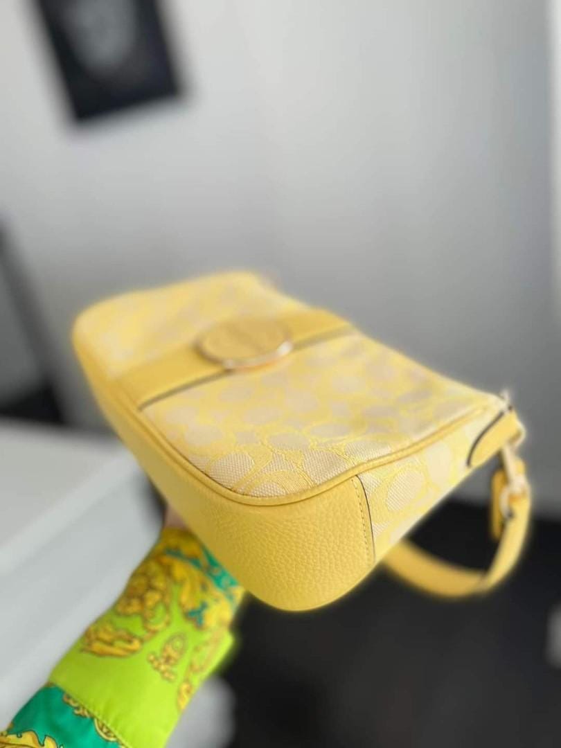 Coach Lonnie Baguette Yellow Shoulder Bag (With Box)