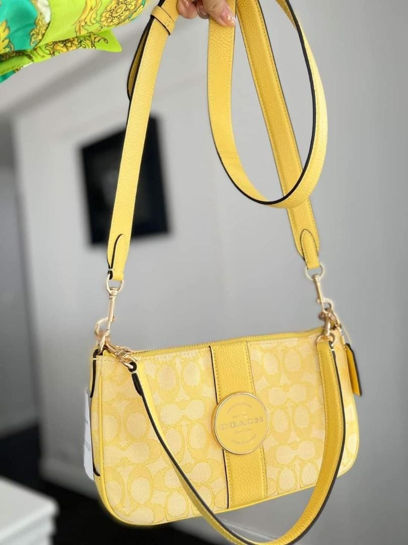 Coach Lonnie Baguette Yellow Shoulder Bag (With Box)