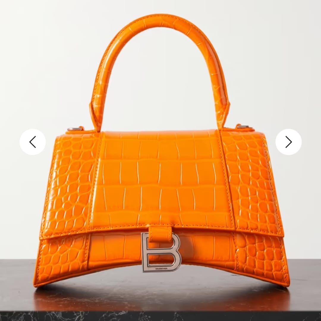 Balenciaga Hourglass Croco Orange Handbag (With Box)