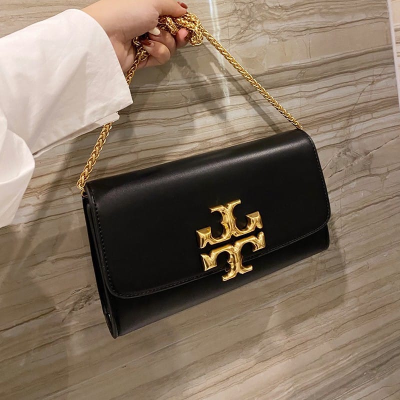 Tory Burch Eleanor Black Crossbody Clutch Bag (With Box)