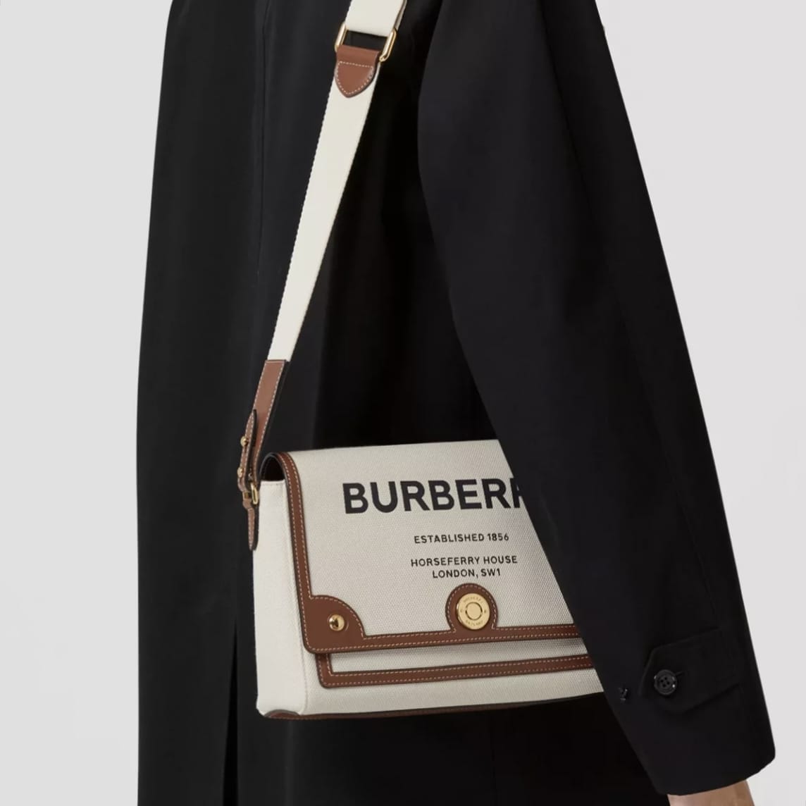 Burberry Vintage Horseferry Canvas Crossbody Sling Bag (With Box)