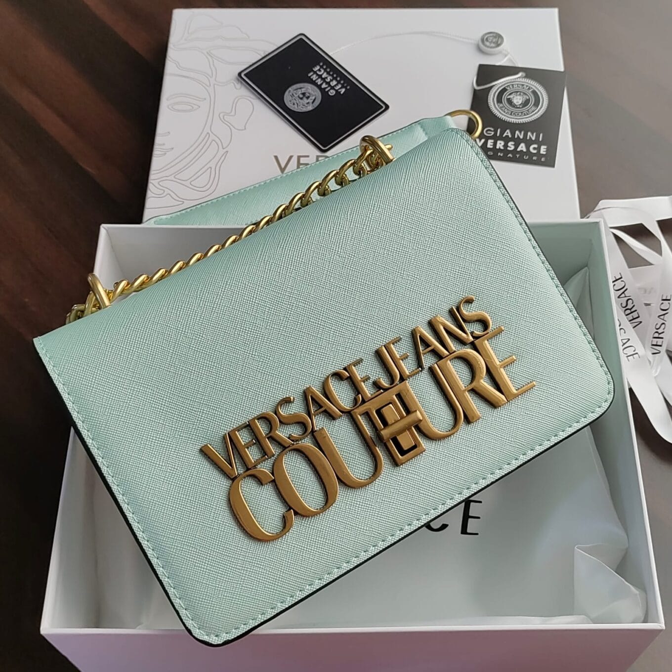 Versace Jeans Couture Pearl Green Sling Bag(With Box)