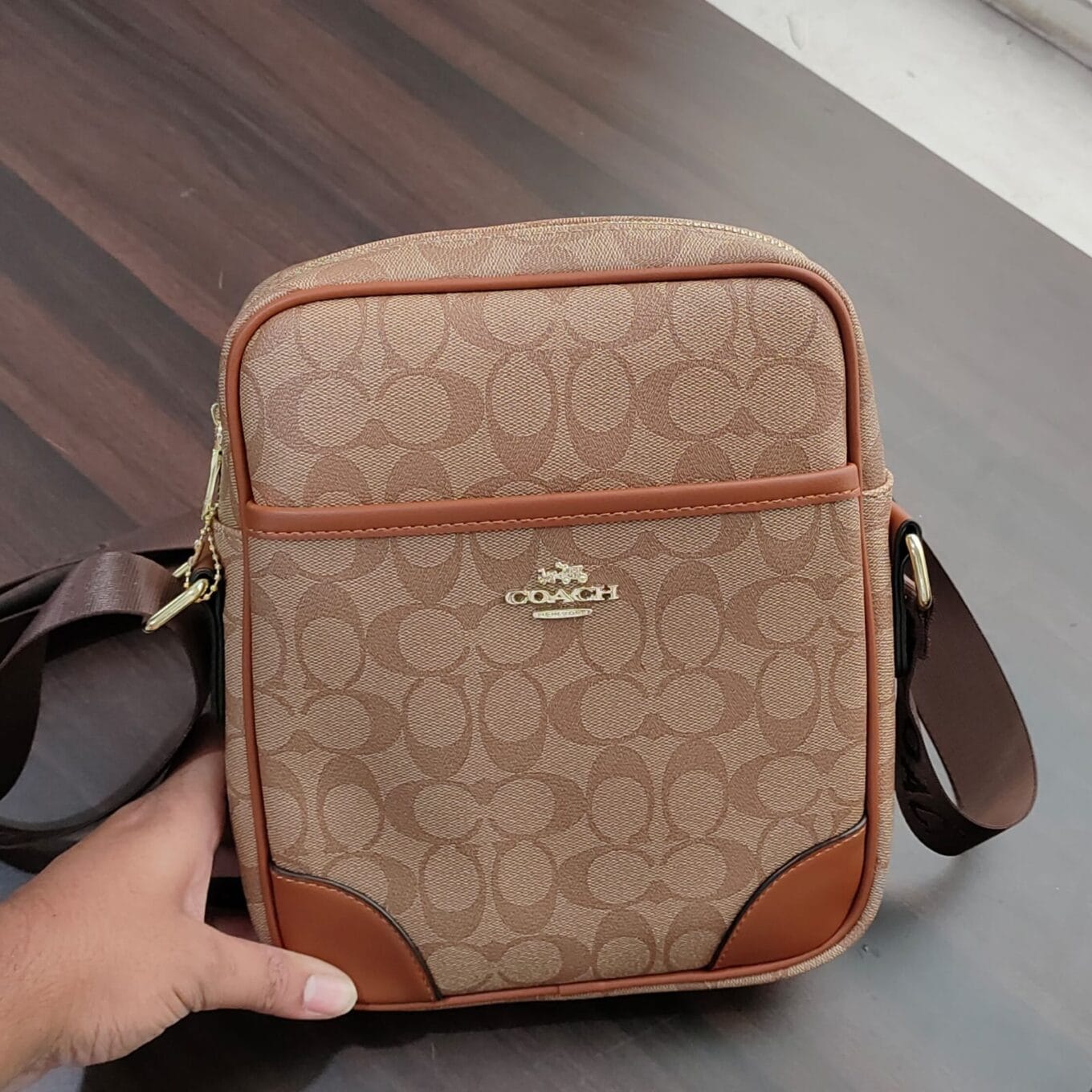 Coach  Apricot Brown Messenger Bag