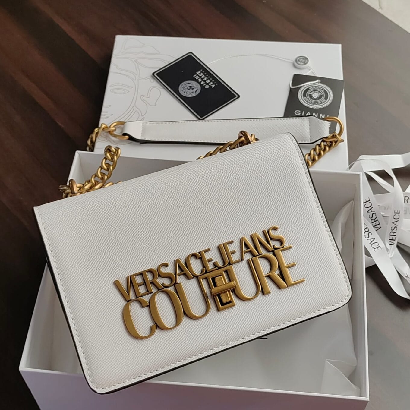 Versace Jeans Couture White Sling Bag(With Box)