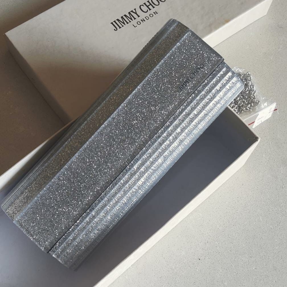 Jimmy Choo Sweetie Clutch Silver Sling Bag (With Box)
