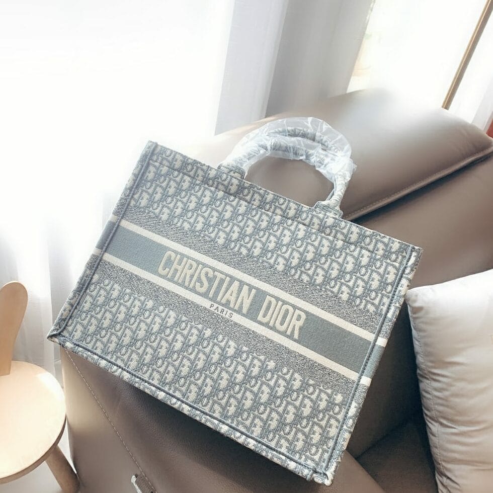 Dior Grey Embroidery Book Tote (With Box)