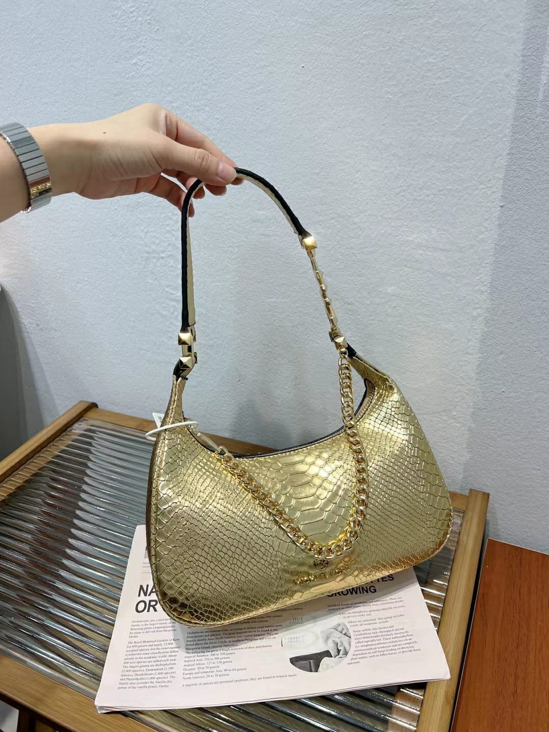 Michael kors Piper Metallic Golden Shoulder Bag (With Box)