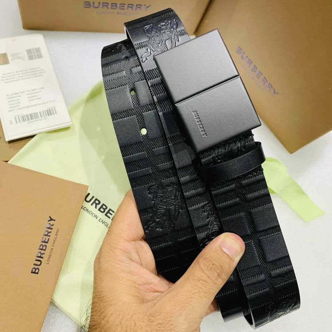 mens black burberry belt