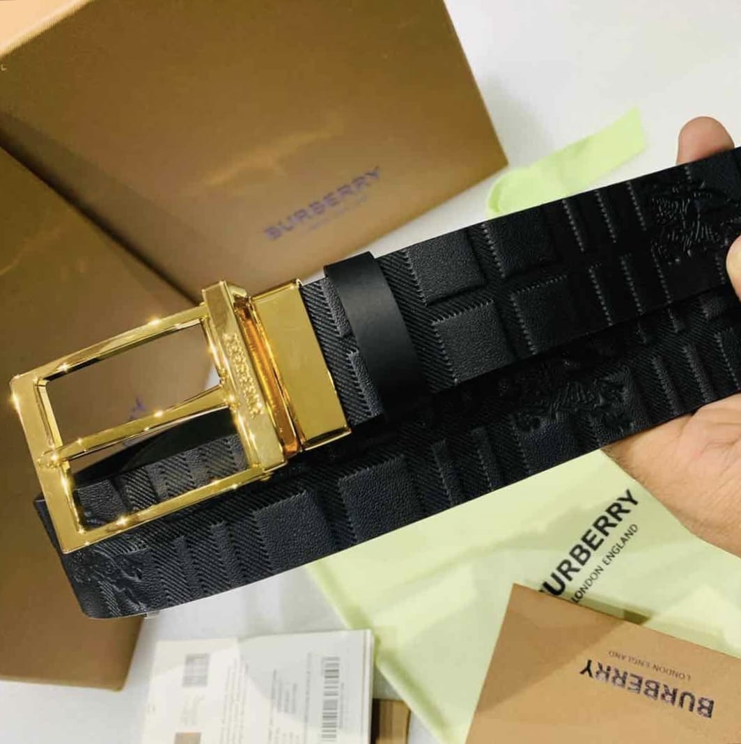 mens black burberry belt