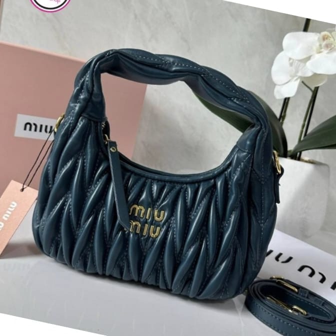 Miu Miu Wander Blue Small Hobo Bag (With Box)