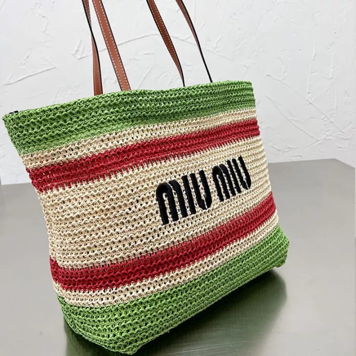 Buy Miu Miu Summer Straw Green Tote Bag Online