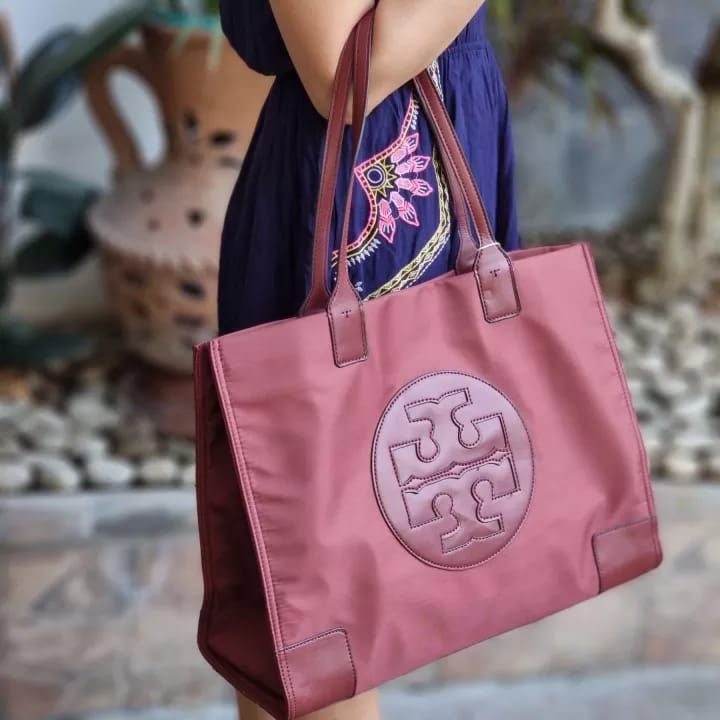 Tory Burch Ella Maroon Tote Bag (With Box)