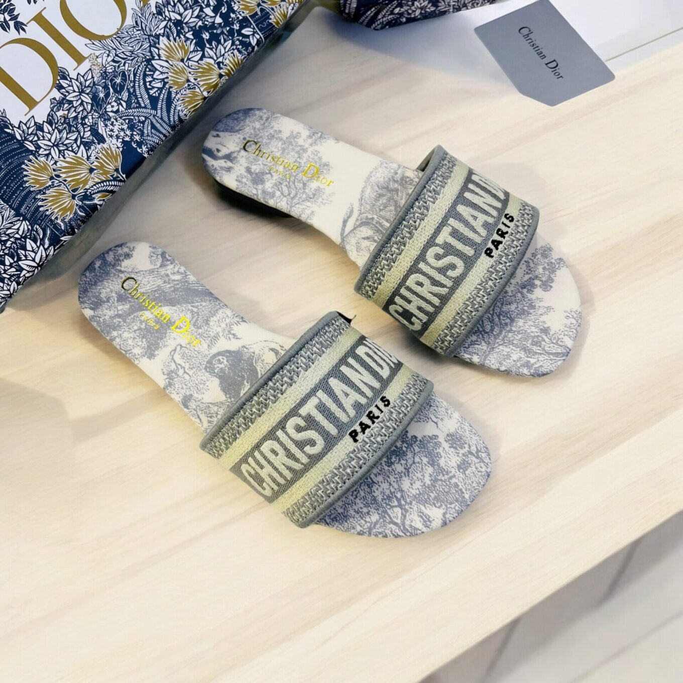 Christian Dior Grey Tiger Dway Slide