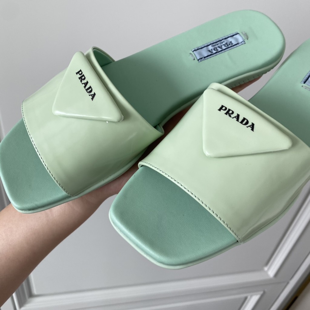 Prada Green Slip on Mules